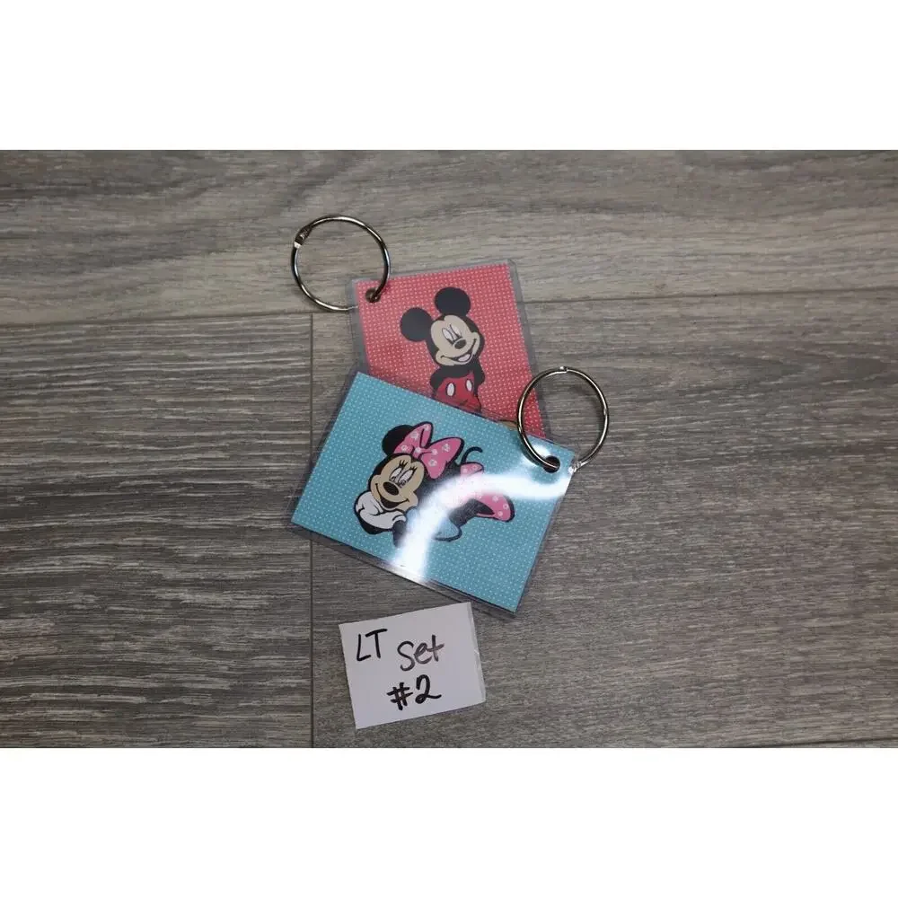 Disney Mickey Minnie Mouse Luggage Tag Set Loose Leaf Binder Key Ring His & Hers